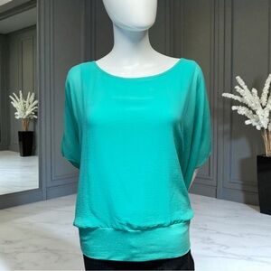 Cha Cha Vente Women's Top Size Medium Turquoise Dolman Sleeve Blouse NWT!